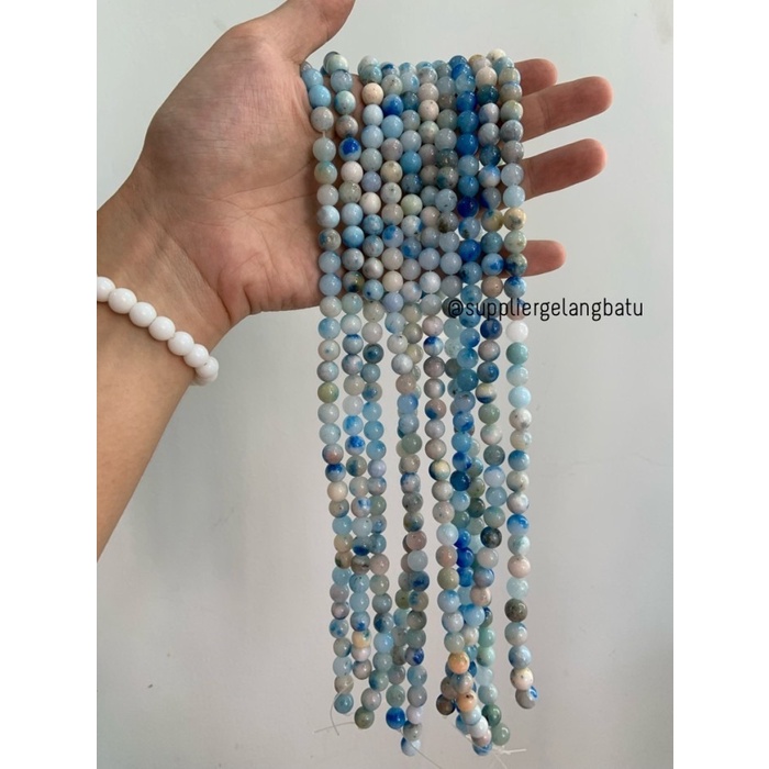 bahan batu BLUE Rhodochrosite 8mm bongkah akik natural bongkah BIRU