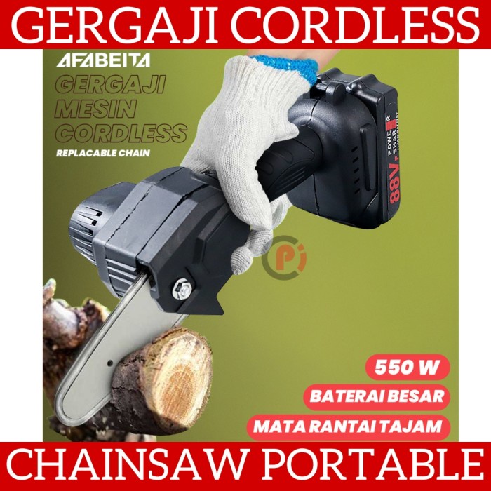 Gergaji Mesin Cordless Baterai Portable Chainsaw 550 W Model D260489