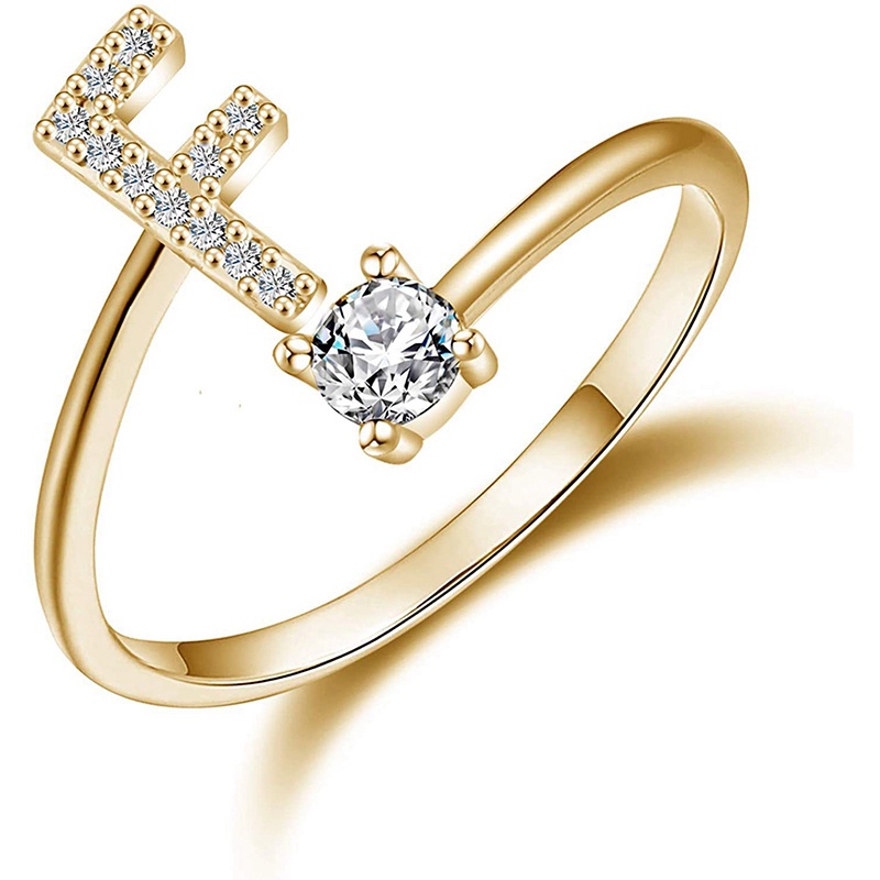 Cincin Pembukaan Adjustable Huruf A-Z Untuk Wanita Couple Nama Alfabet Pria Cincin Inisial Pria Perhiasan Jari Pernikahan