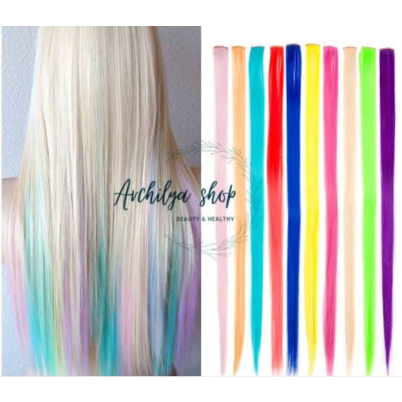 Hair Extension Wig Rambut Palsu Hairclip Warna Warni