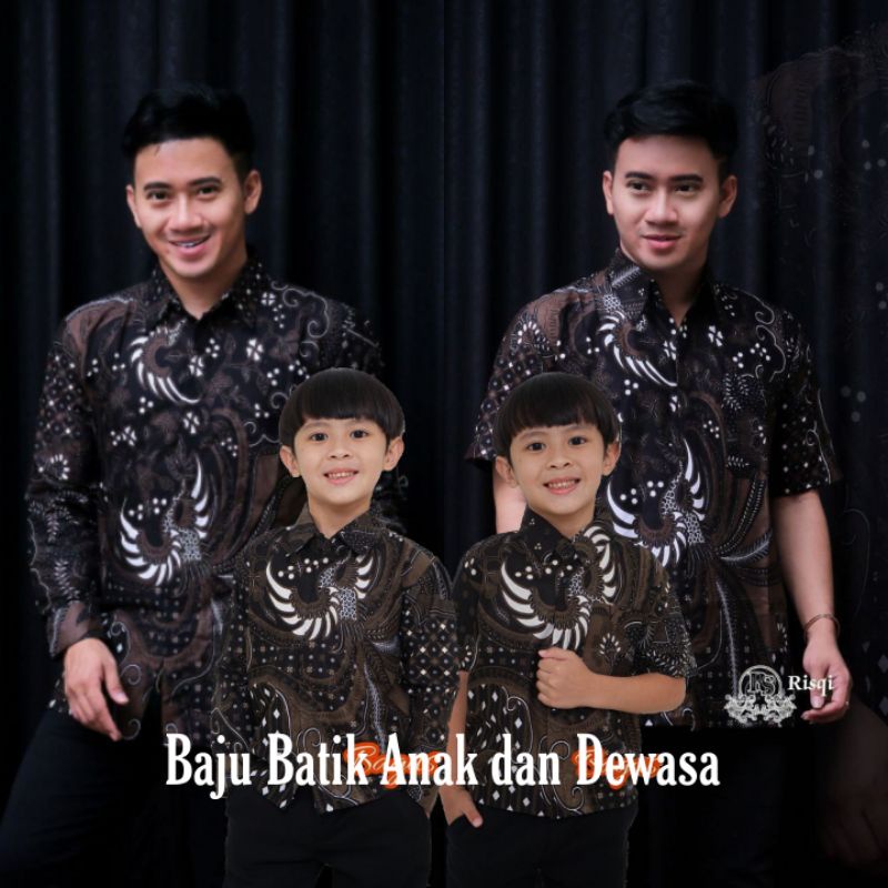 Terbaru Couple sweet couple batik ayah dan anak cowok motif blackvinic