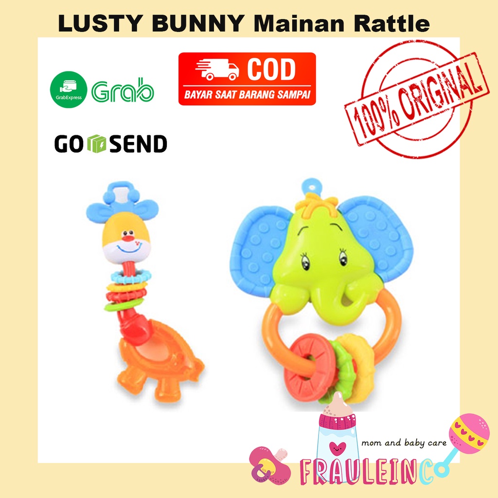 *FRAULEINCO* Mainan Rattle Genggam Bayi Gigitan / Lusty Bunny Teether ChewToy mainan