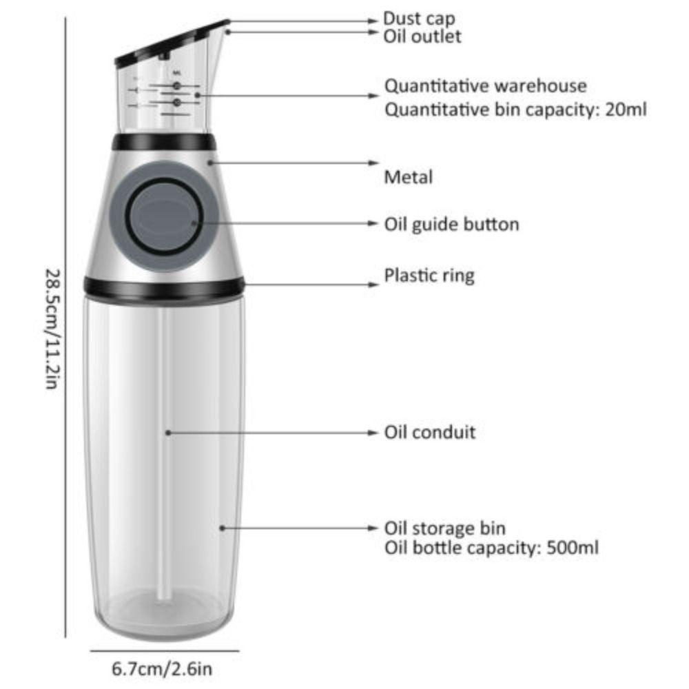 R-FLOWER Botol Dispenser Minyak Zaitun Isi Ulang Dengan Pompa Skala Ukur Baking Frying Measuring Oil Dispenser