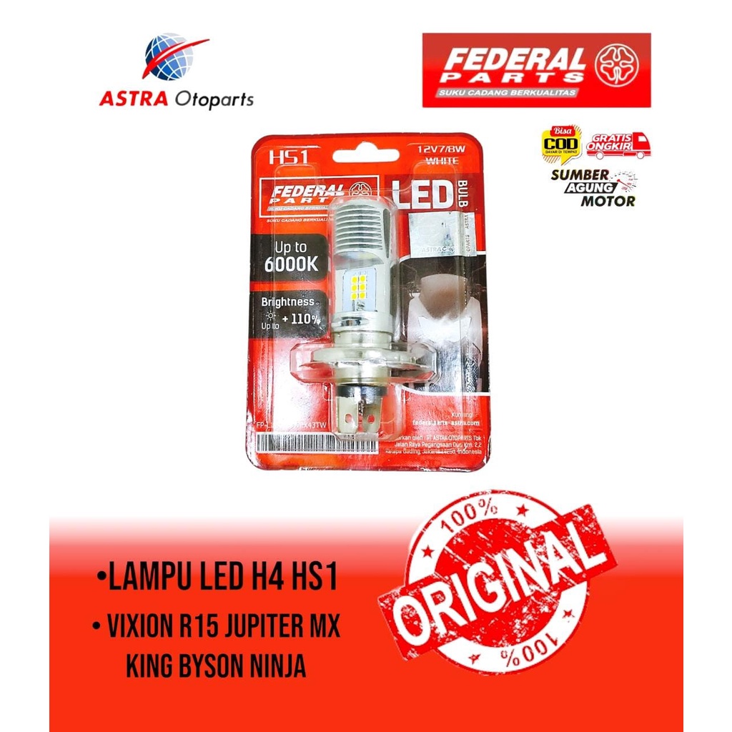 LAMPU DEPAN LED H4 HS1 VERZA VIXION R15 MX KING BYSON NINJA ORI FEDERAL