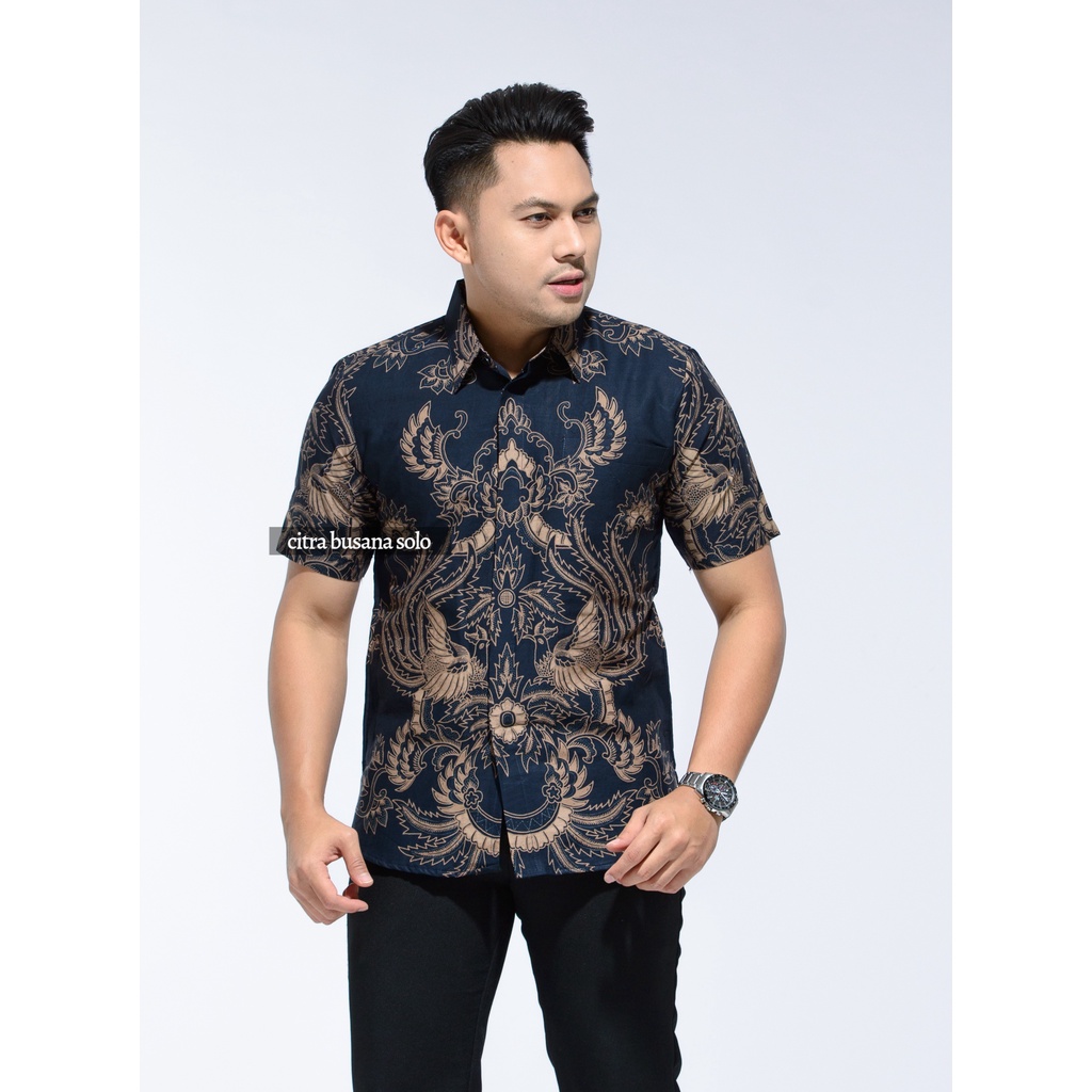 MUSTIKA KENCANA PENDEK Kemeja Batik Pria Full Furing Bahan Katun Primisima