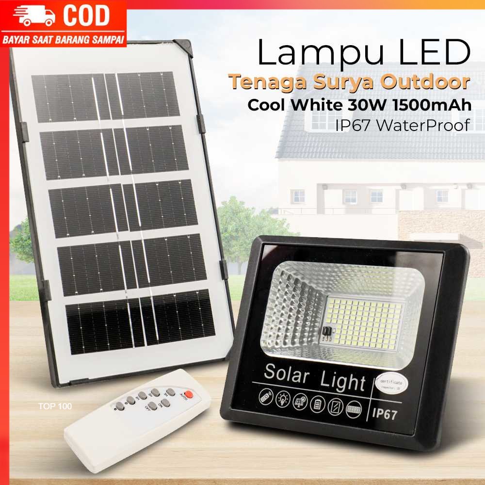 ( 100% BARANG ORI ) OOBEST Lampu LED Solar Panel Outdoor Light IP67 Cool White 30W 1500mAh - OB100