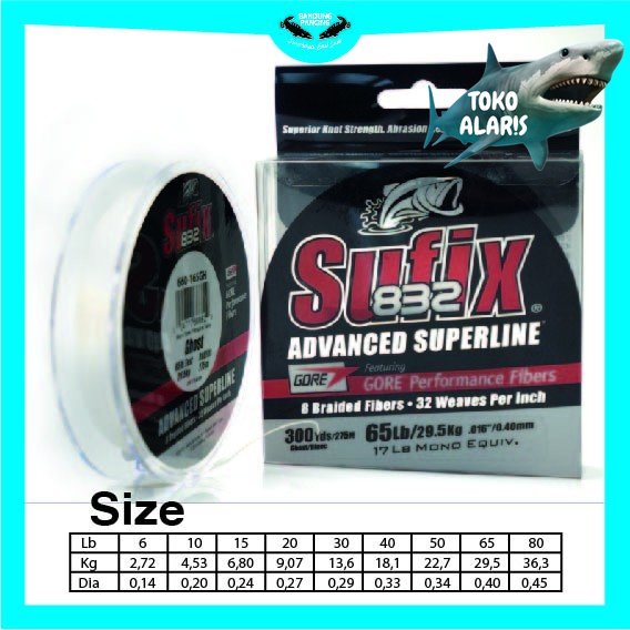 Senar PE Sufix 832 Advanced Superline 300Yds - Putih, 50Lb