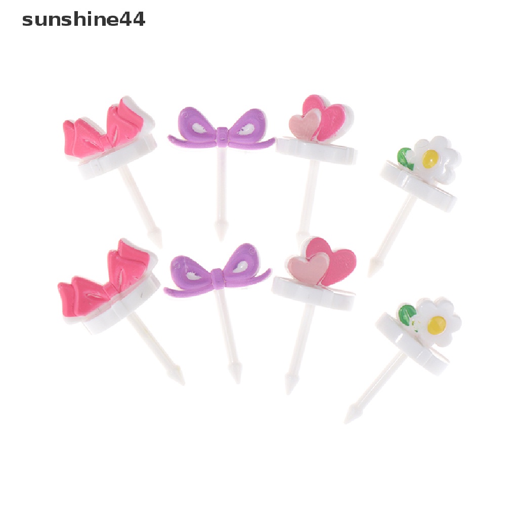 Sunshine 8Pcs Garpu Buah Food Grade Plastik Mini Kartun Anak Kue Tusuk Gigi Buah Bento Lunch Bento Aksesoris Dekorasi Pesta.