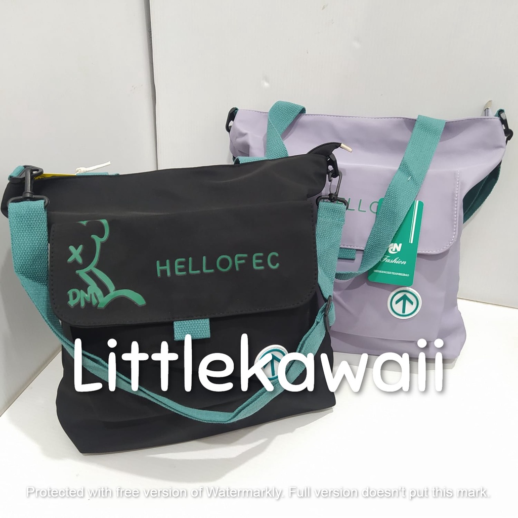 LK/Tas Totebag Tenteng Slempang Wanita  Remaja Dewasa Fashion Casual Sekolah Kuliah Korean Style Hello Mix Import