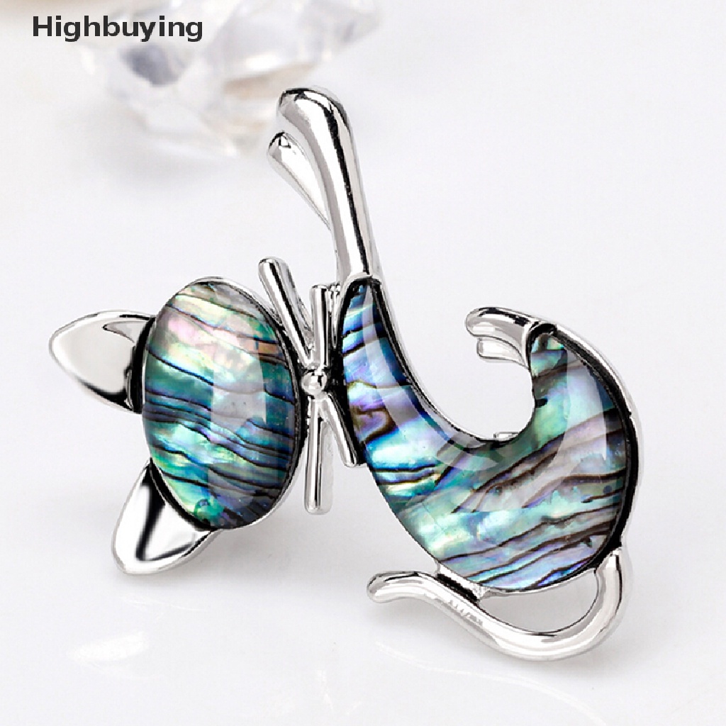 Hbid Retro Abalone Shell Bros Pin Pernikahan Pengantin Buket Hewan Kucing Bros Perhiasan Glory