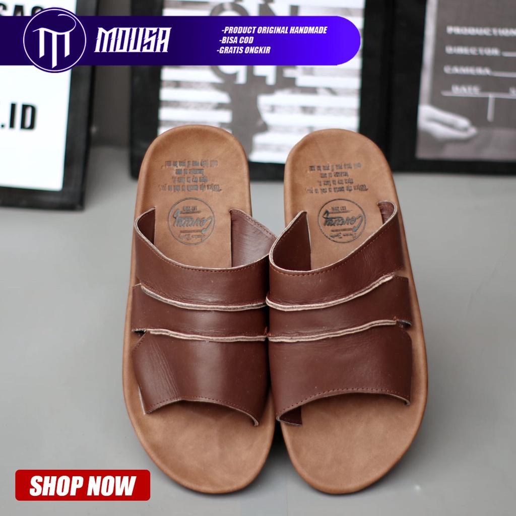 Sandal Slide Pria Kulit Asli Original Mousa Ibra