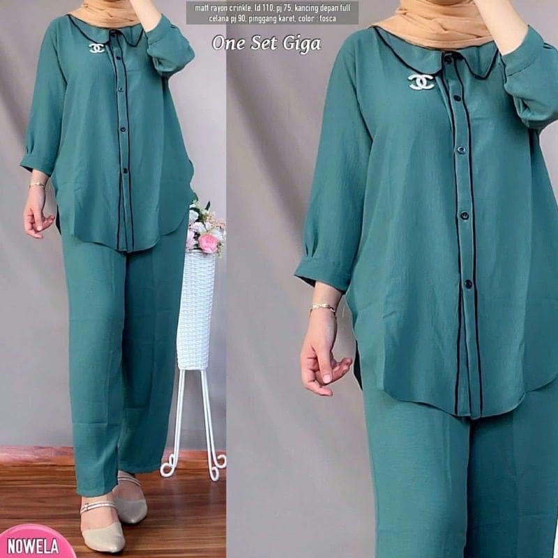 BEFAST - ZSO OOTD SETELAN WANITA MILKA / GIGA SET / Set Atasan Lengan Panjang+Celana Panjang / Outfit Wanita Hijab Kekinian / Oneset Santai Polos / Terlaris / Termurah / Oneset Wanita Keluaran Terbaru / Pakaian Casual Wanita