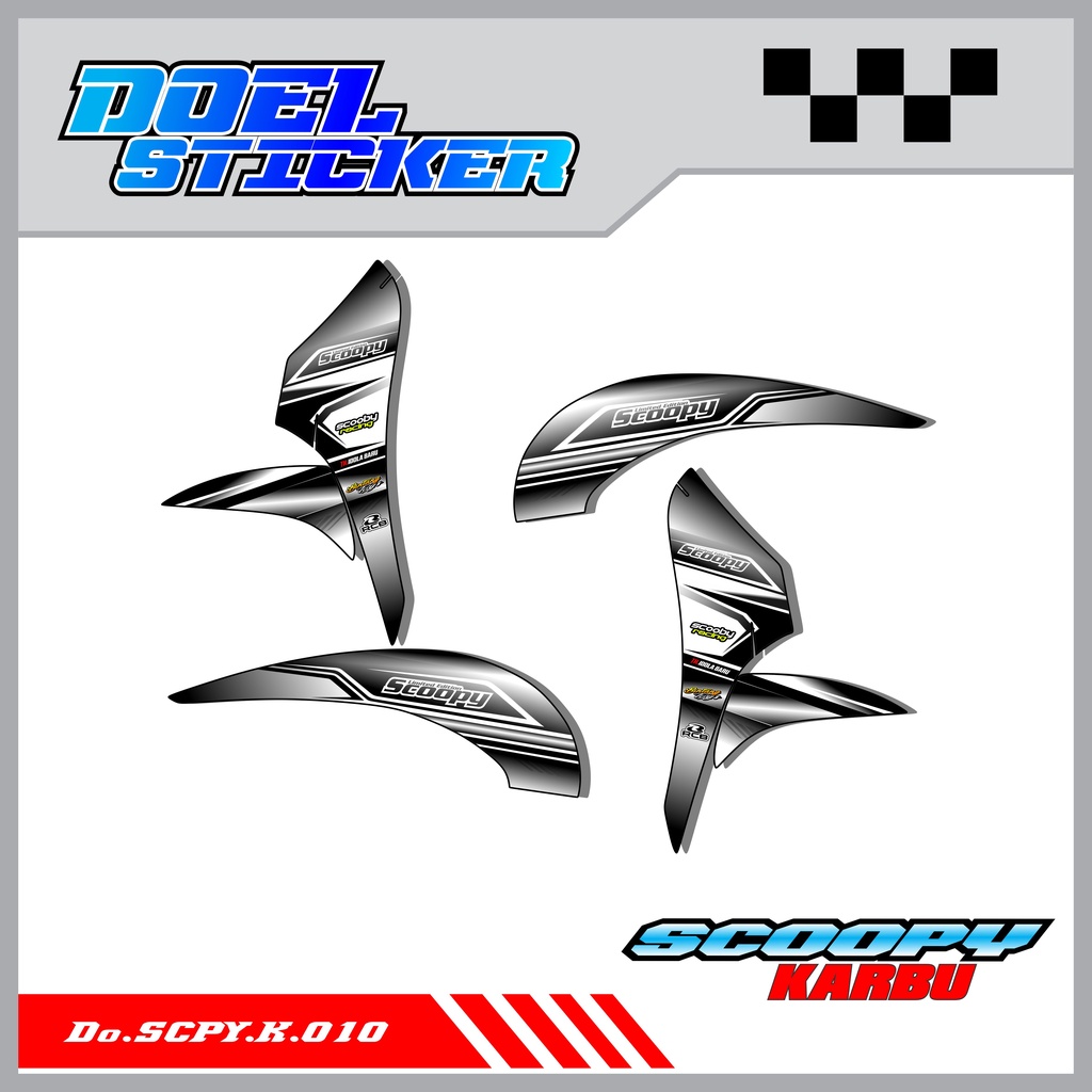 Sticker Striping Honda SCOOPY Karbu Tahun 2010-2013 List Variasi Hologram , Crome Doel 010