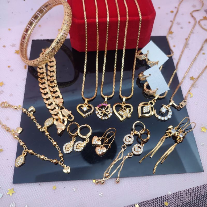 Paket usaha grosir Hemat Set kalung + Anting+ gelang untuk ukuran dewasa