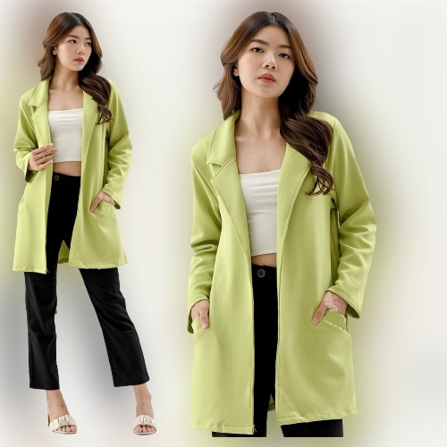 HAWARI FASHION - BLAZER SCUBA - BAJU ATASAN BLAZER WANITA KOREA TERBARU 2023 BAHAN SCUBA PREMIUM - BLAZER KERJA WANITA TANGAN PANJANG - BLAZER HITAM - BLAZER POLOS - BLAZER JUMBO