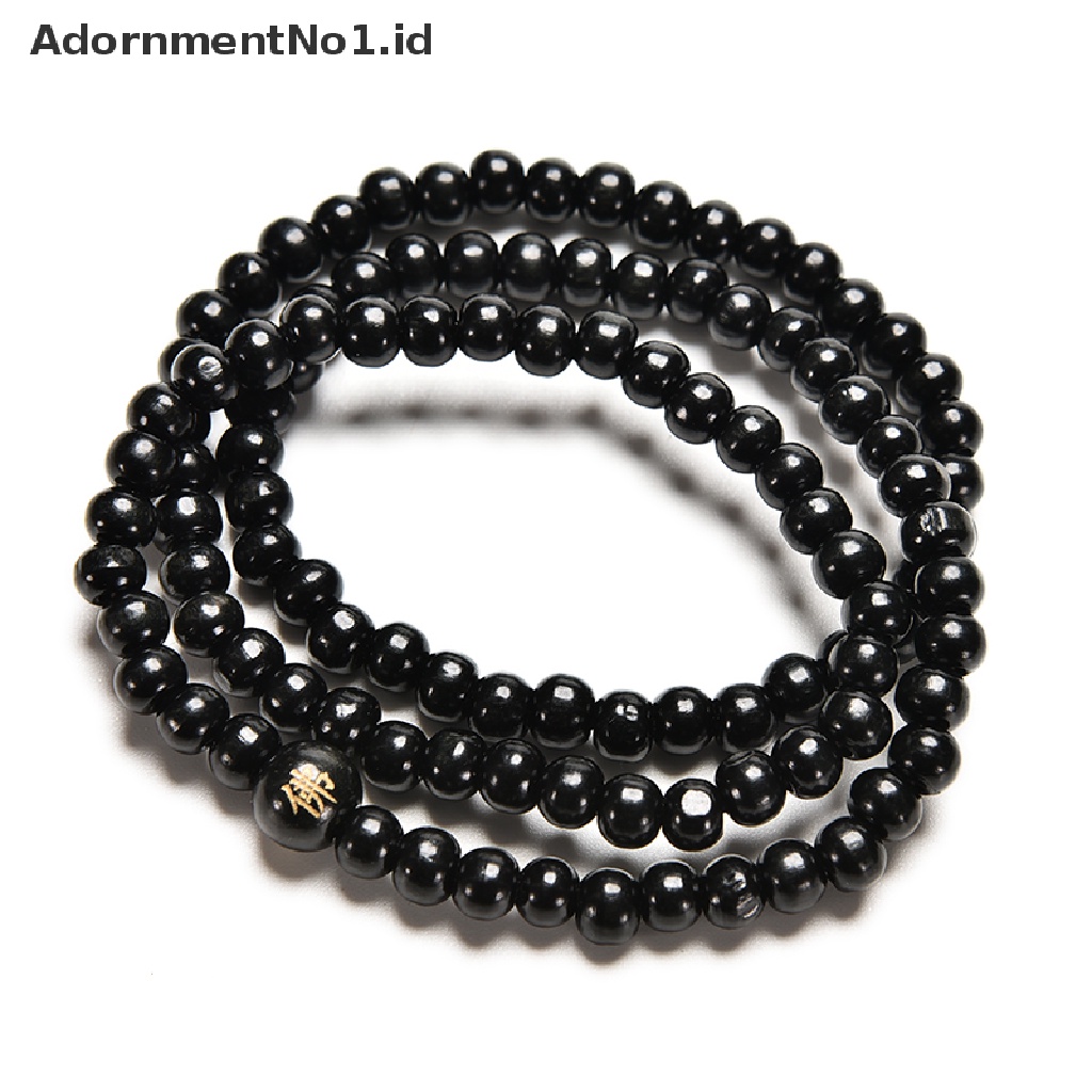 [AdornmentNo1] Sandal Meditasi Buddha Buddha Buddha 6 * 108manik Doa Hitam Gelang Kalung [ID]