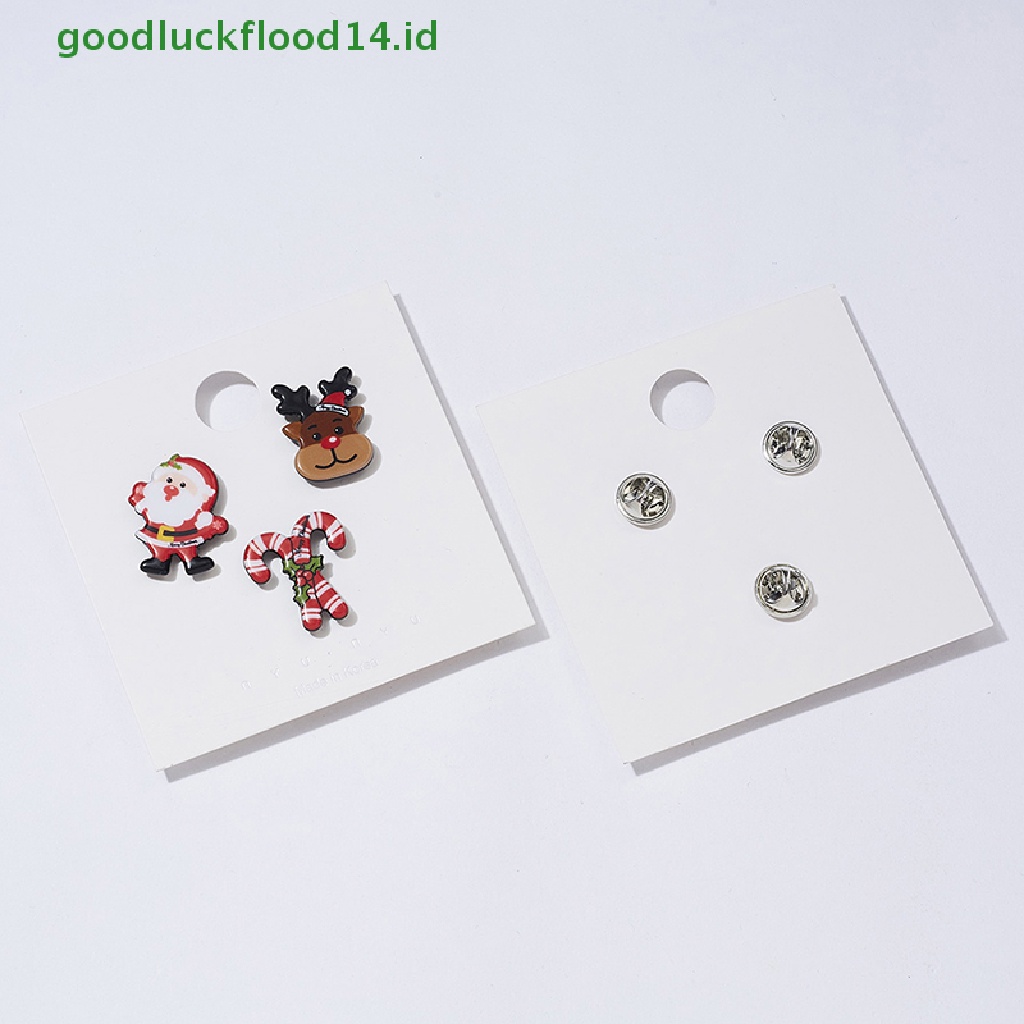 [GOOGFOUR] Set Bros Natal Trendy Santa Claus Elk Snowman Brooch Badges Pin Untuk Wanita [Atasan]