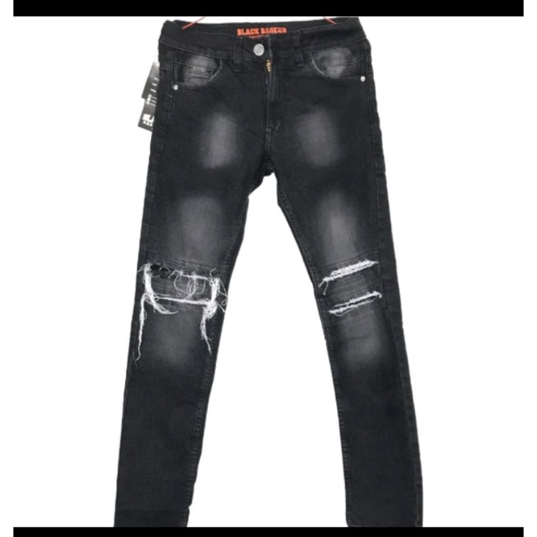 Celana Jeans Sobek Pria Celana Black Bageur Kwalitas Distro