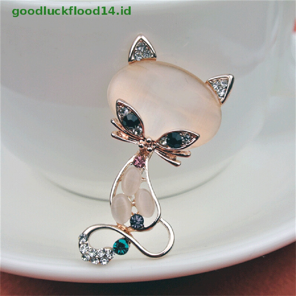 [GOOGFOUR] Hot Opal Batu Fox Bros Wanita Fashion Hewan Lucu Pin Bros Perhiasan [TOP]