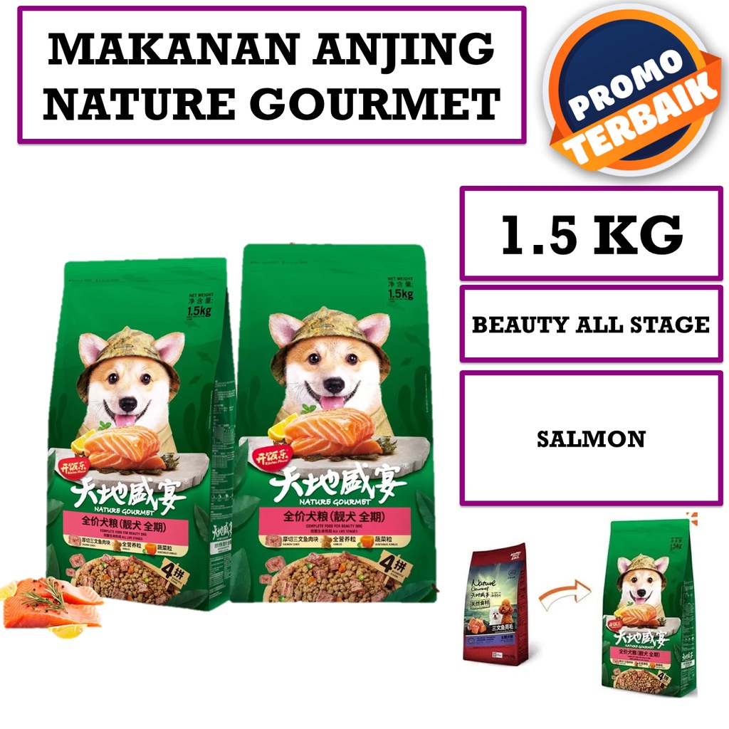 Kitchen Flavor Salmon Coat Beauty Dog Food 1.5kg Nature Gourmet Salmon kitchen flavor dog rasa salmo