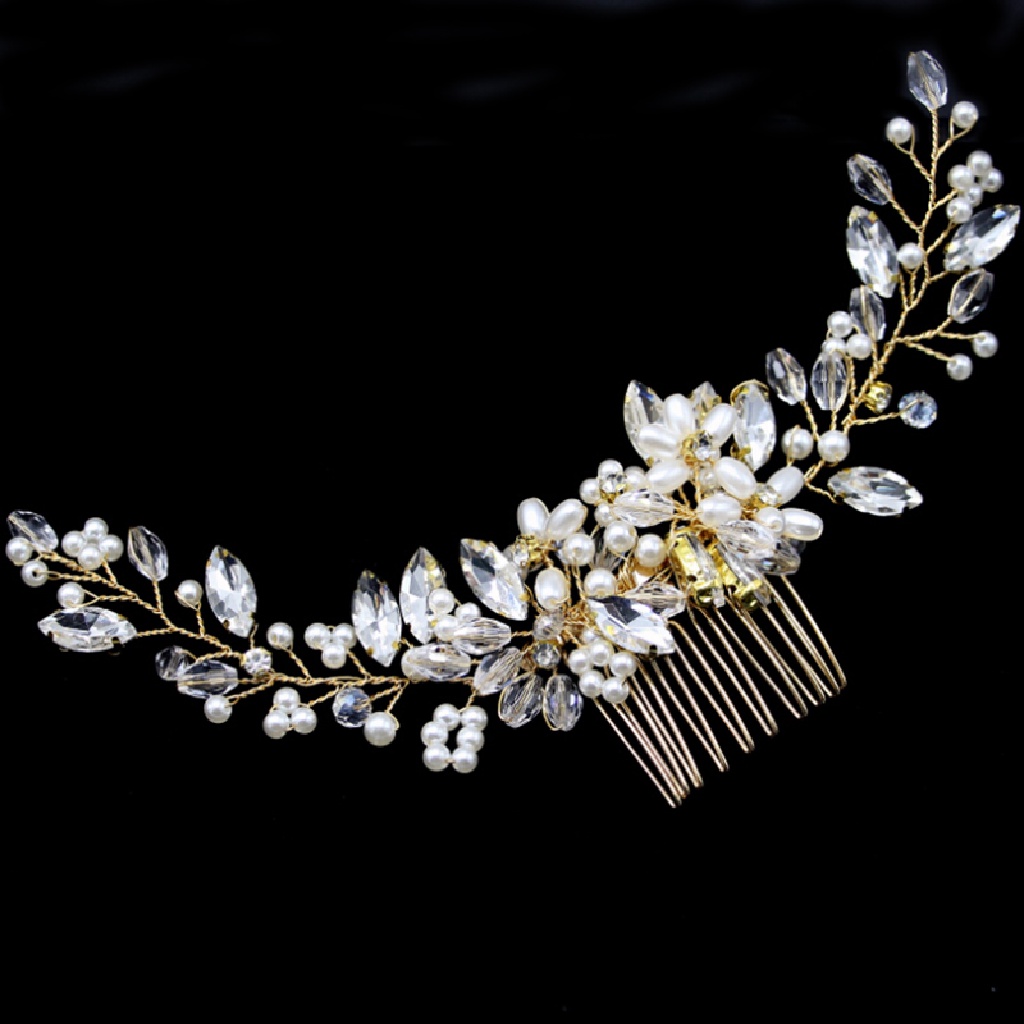 [BFID] Sisir Rambut Pengantin Bridal Mewah Wedding Pearl Bead Clip Tiara Headband New [ID]