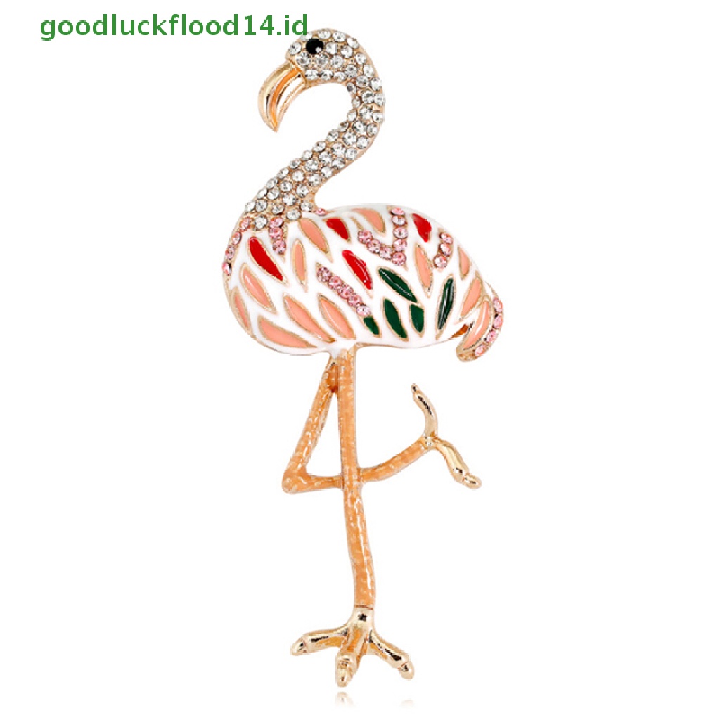 [GOOGFOUR] Enamel Berlian Imitasi Flamingo Bros Pin Kemeja Kerah Pin Perhiasan Hadiah Pernikahan [TOP]