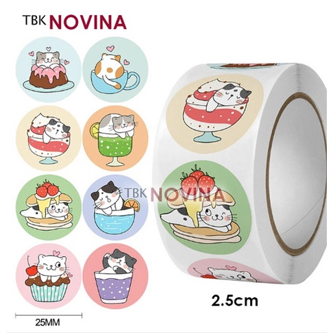 [KODE 145] Stiker Thank You / Label segel Terima kasih DESSERT CAT 2.5cm (10pcs)