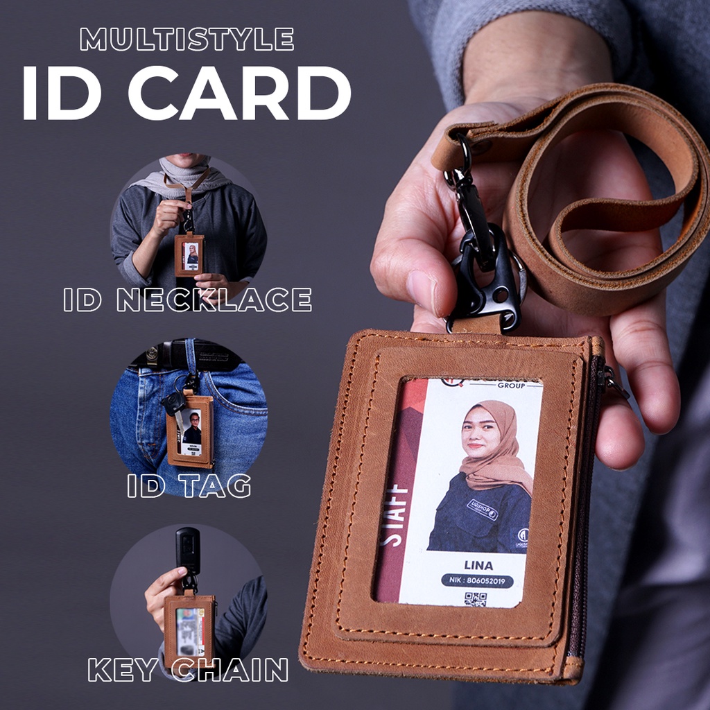 

CARD HOLDER BAHAN KULIT ASLI NAME TAG ID CARD MULTIFUNGSI DESIGN elegan dan eksklusif LEATHER PREMIUM ID02