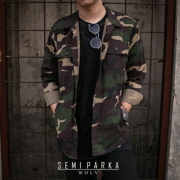 jaket pria JAKET SEMI PARKA CAMO ARMY LORENG PRIA(F5G2) Termurah Jaket Pria Jumbo Waterproof Premium