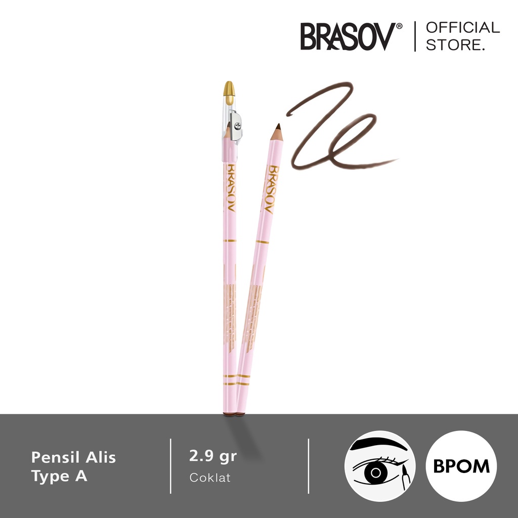 CSP124 – Brasov Eyebrow Pencil 2in1 Pensil Alis Black Brown Hitam Coklat Makeup BPOM