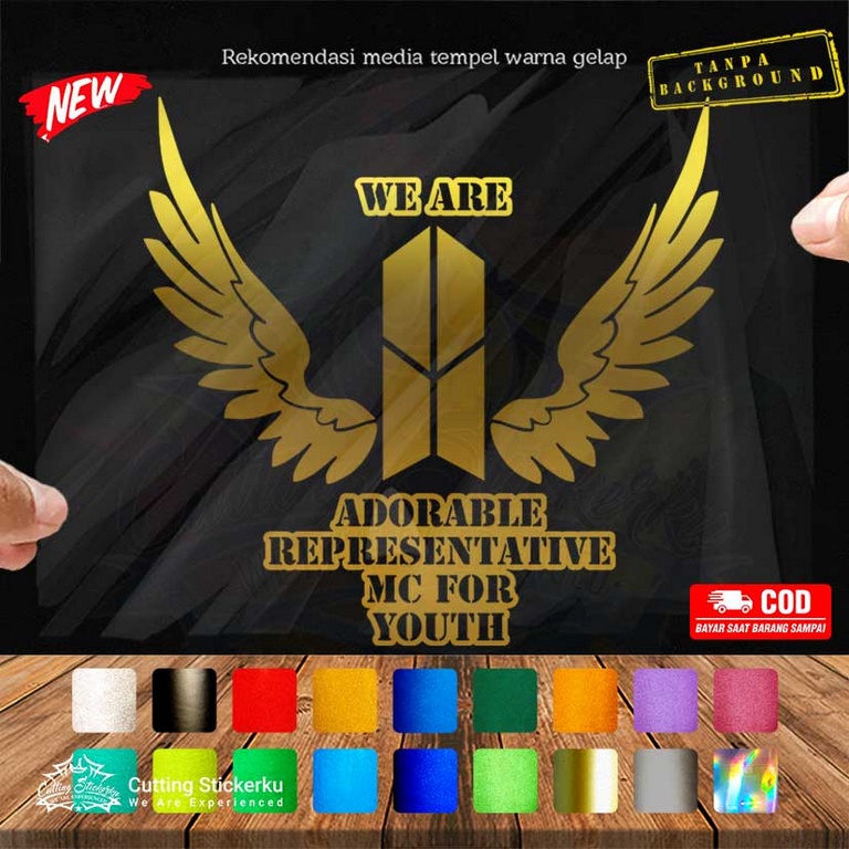 Cutting Stiker BTS Wings Variasi Motor Mobil Sticker Timbul Keren Nyala Dasbor Spakbor Visor Body Kaca Helm Laptop Hologram Reflective Tahan Air Setiker Veriasi Eksterior Korea Boy Girl Band Viral Keren Taehyung Jungkook Cute Matic Scoopy Vario Beat Nmax