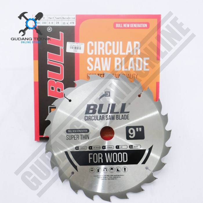 Mata Pisau Kayu Circular Saw 9&quot; 24T 40T BULL / Circular Saw Blade Mata Gergaji Circle 9 Inch 24T 40T BULL