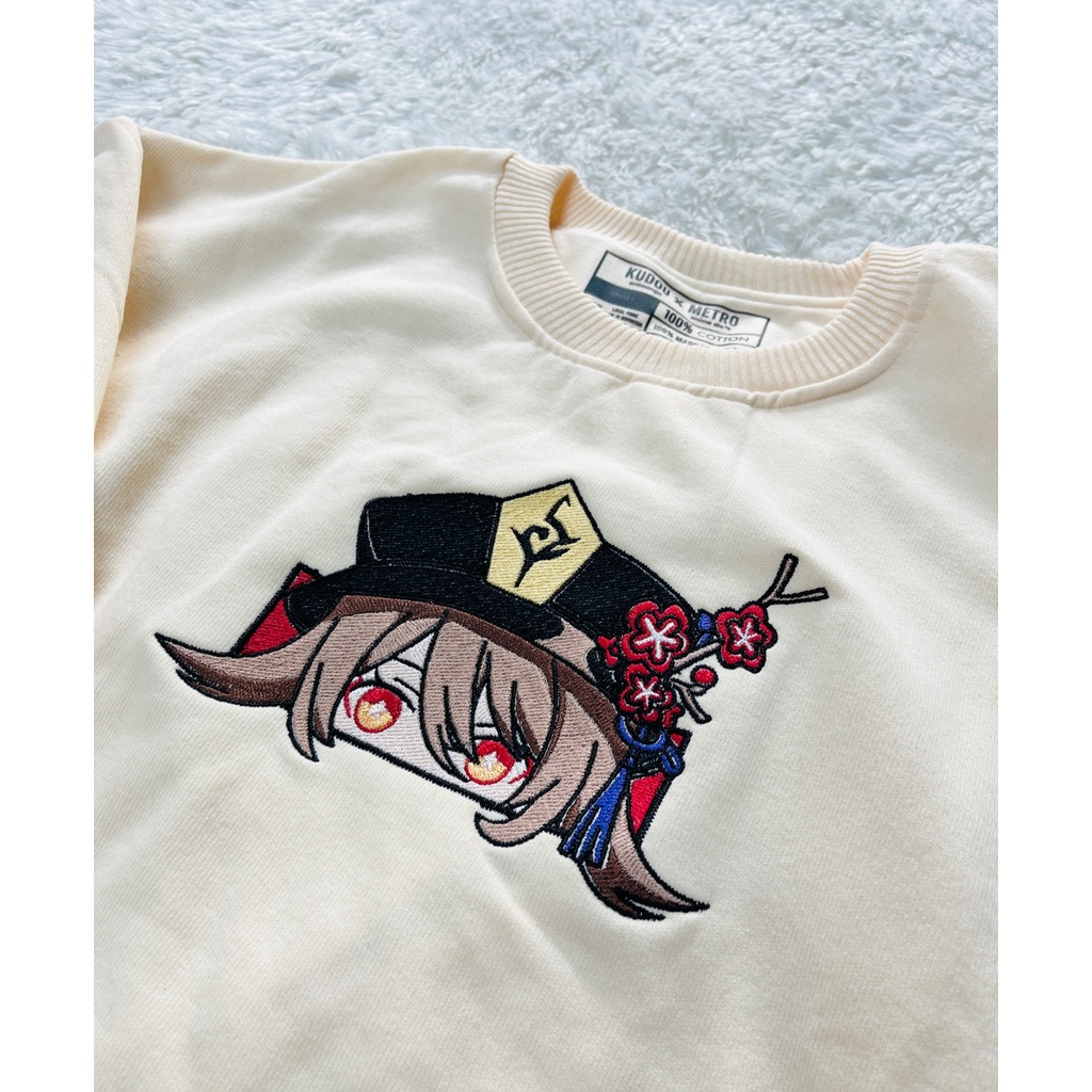 Sweater Crewneck Hutao Embroidery Genshin Impact Gaming Anime Premium Unisex Hu Tao