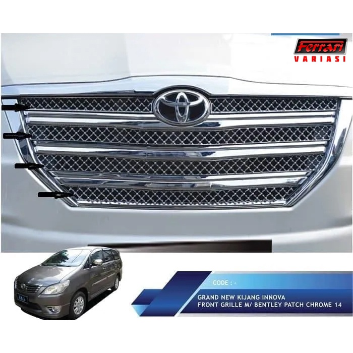 grill mobil grand Innova 2014 model bentley chrome Ferrari Variasi
