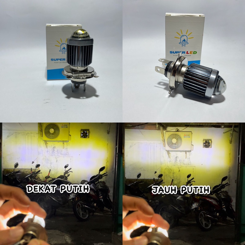(SL 88)  Lampu LED Depan Motor D2 H4 Laser Warna Putih Kuning AC DC Yamaha Vixion Ninja R15 Pulsar L