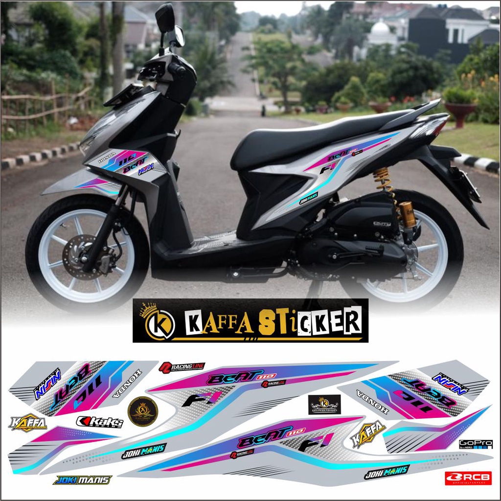 RACING MOTIP Striping Beat Deluxe - Stiker Motor Honda Beat Street 2020 - ELEGAN polet silver VARIAS