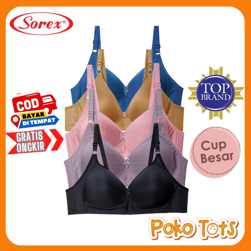 Sorex Bra Tanpa Kawat Super Soft Cup Besar Kait 3 Pakaian Dalam Wanita BH 17239 Sorex Beha