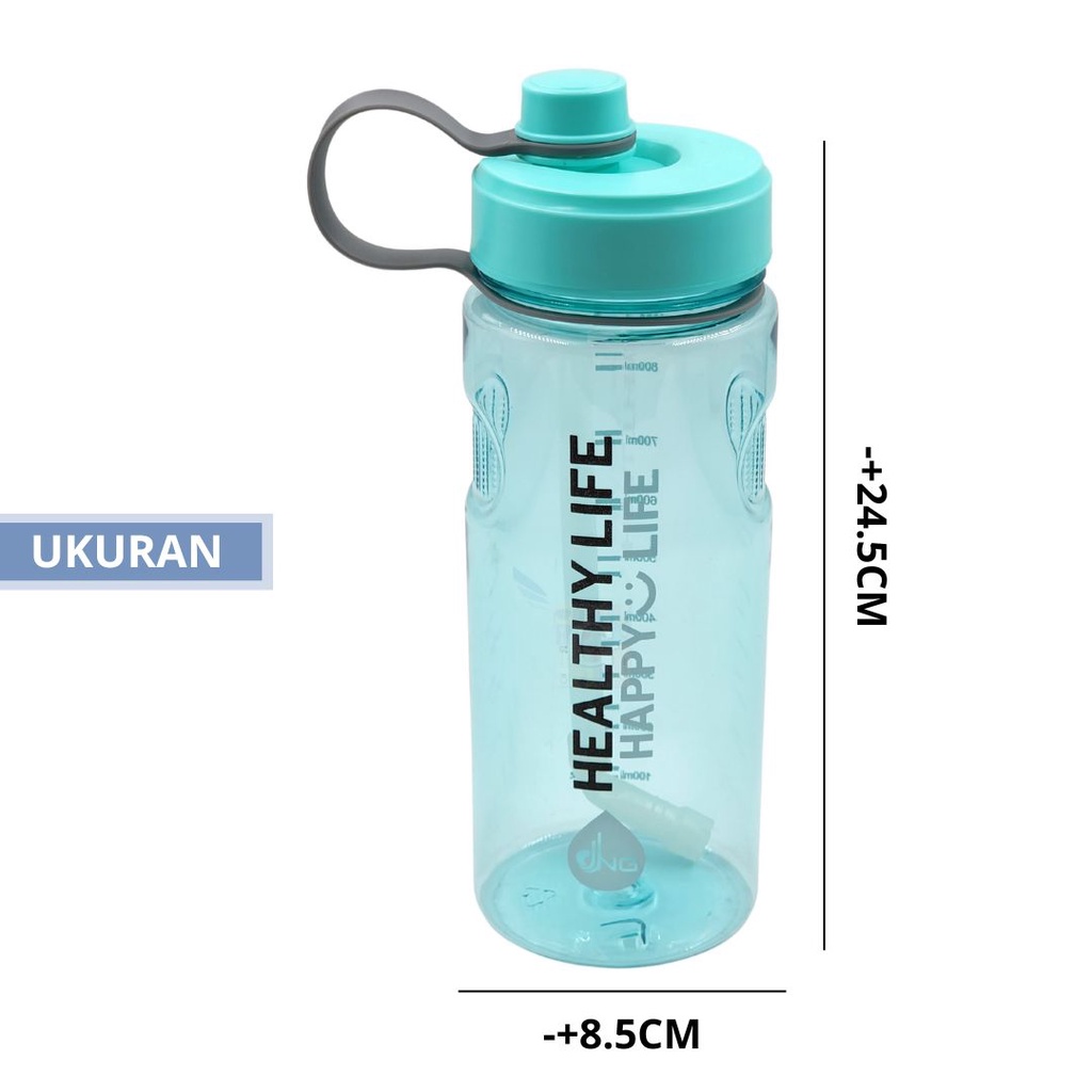 Botol Minum / Tempat Minum / Botol Air Healthy Life Happy Life 1Liter BPA FREE FOODGRADE