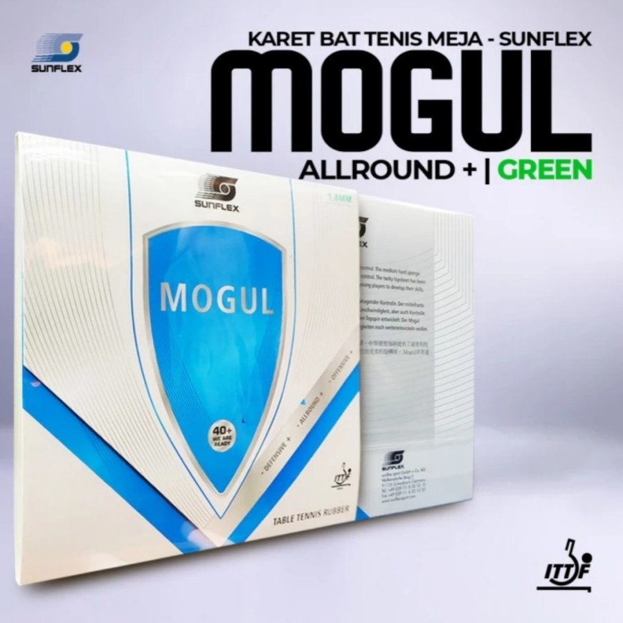 Karet Bet Pingpong Tenis Meja SUNFLEX MOGUL ALLROUND+ GREEN Original