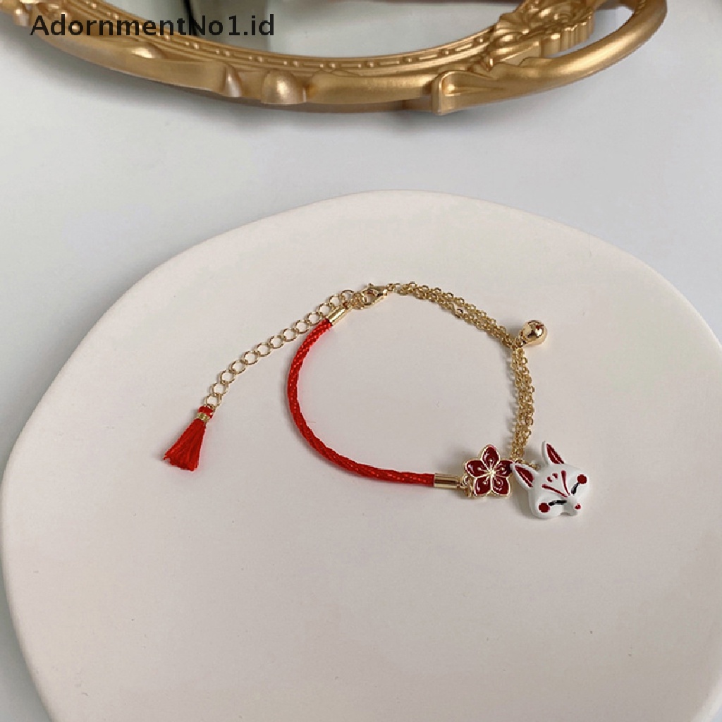 [AdornmentNo1] Mode Baru Bunga Merah Kartun Hewan Gelang Lucu Fox Vintage Perhiasan Beruntung Bell Hadiah Untuk Wanita Gadis [ID]