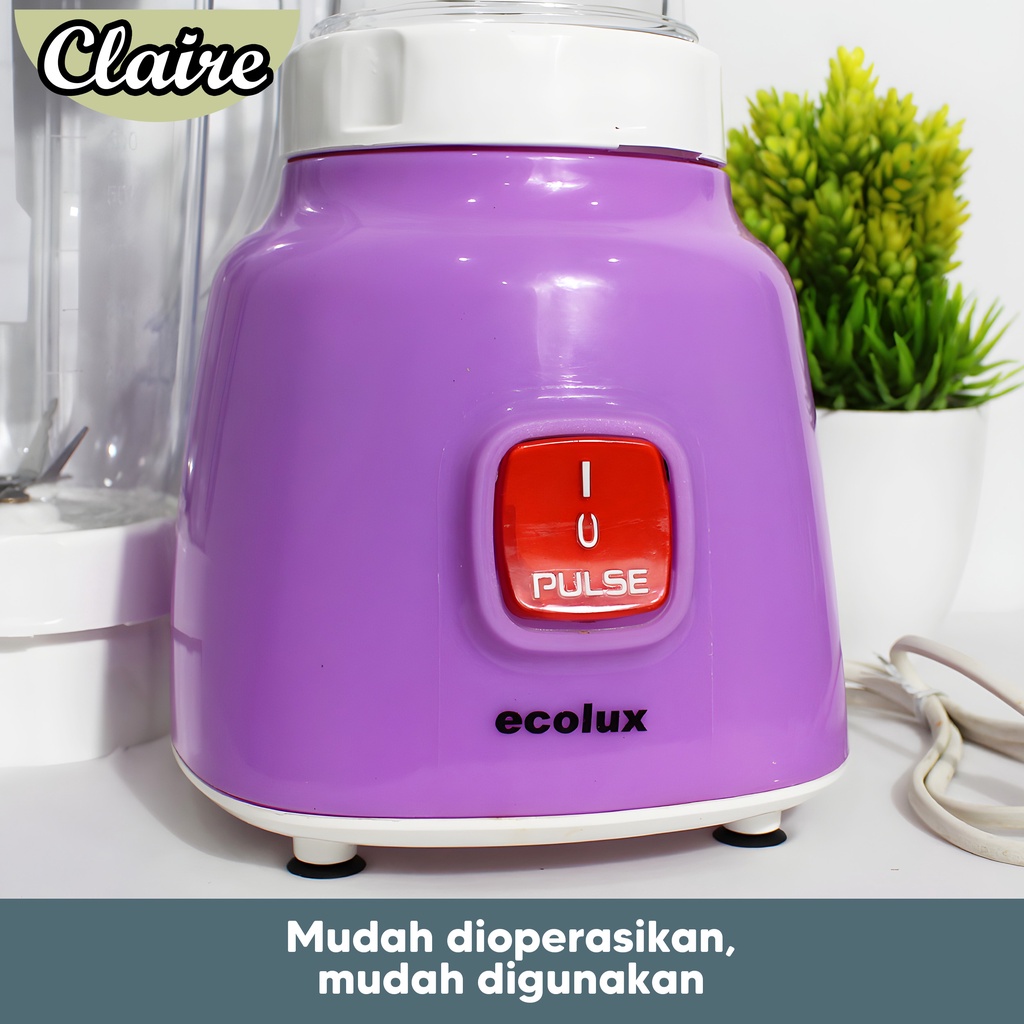 Blender ECOLUX BL - 312 PC / 6 Mata Pisau / Dry Mill / GELAS ANTI PECAH  /190 Watt