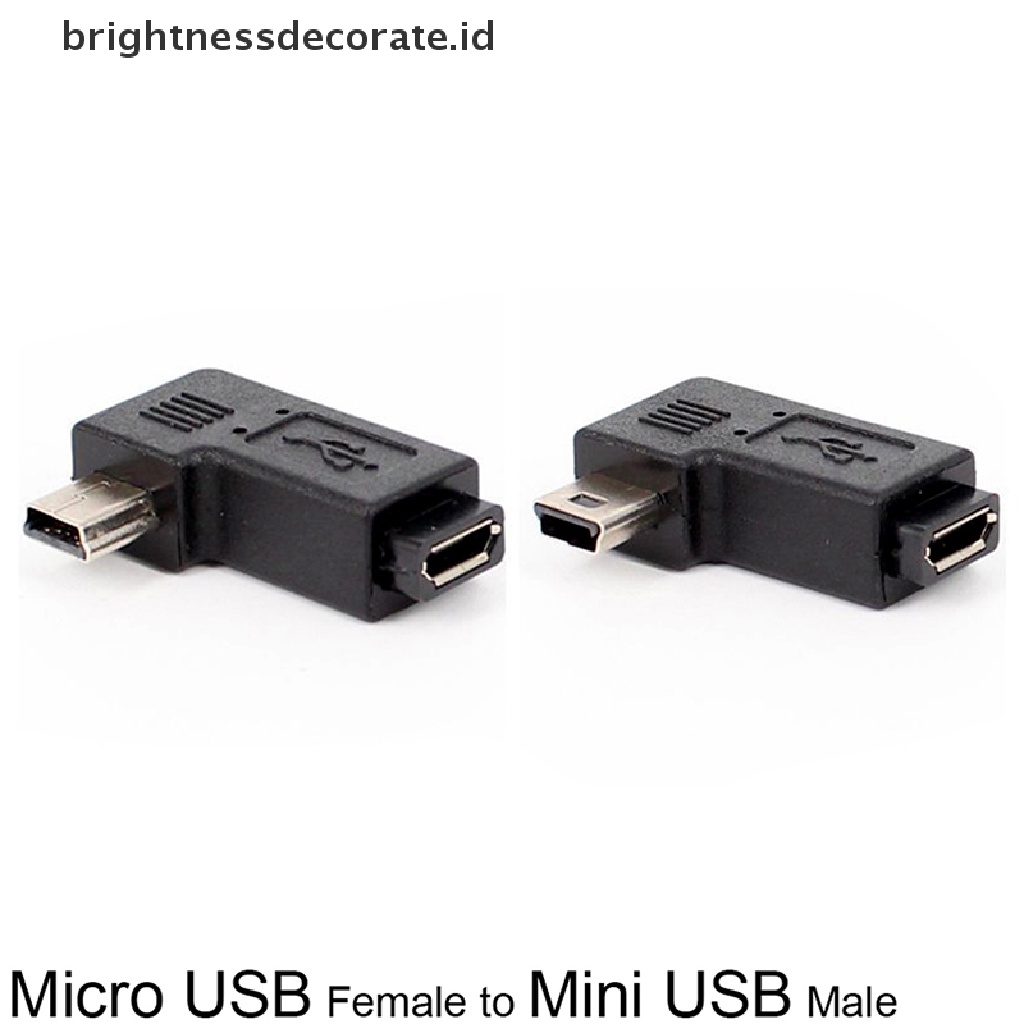 [Birth] 90derajat Sudut Kanan Kiri Mini USB Tipe A Male To Micro USB Female Adapter [ID]