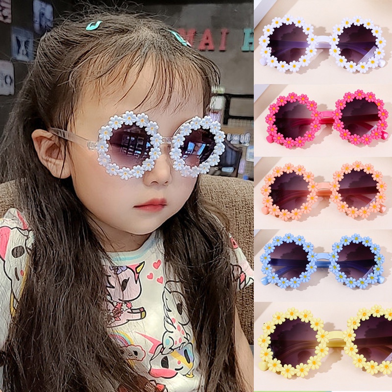 【NG】Kacamata Hitam Daisy Anak Perempuan Lovely Flower Sunglasses Touring Seaside Sunglasses