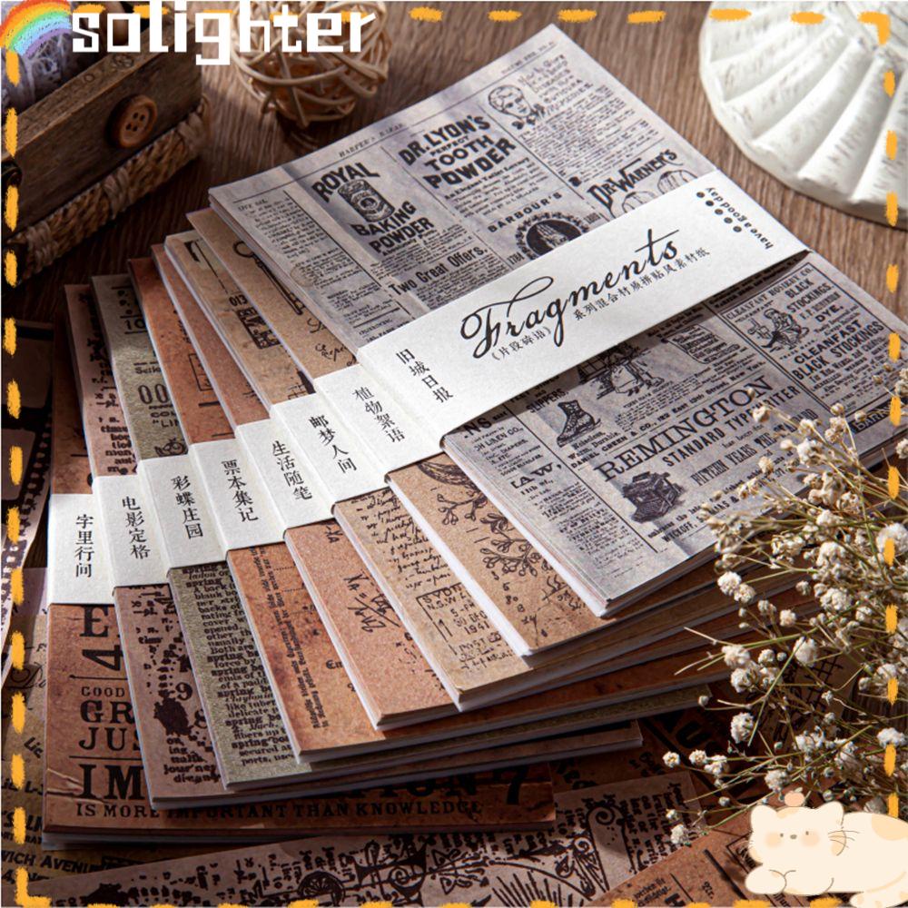 Solighter 30pcs Bahan Kertas DIY Diary Gaya Retro Alat Tulis Jurnal Vintage Hiasan