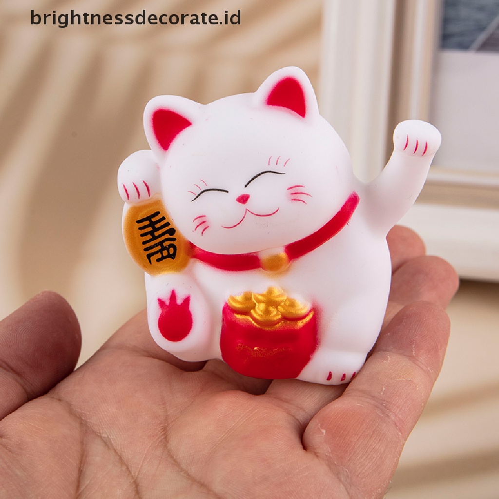 [Birth] Pvc waving cat fortune lucky cat Dekorasi Kue Hiasan Mobil Kunci Gesper Liontin [ID]