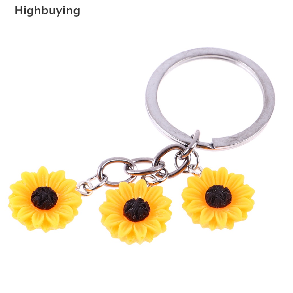 Hbid Lucu Resin Bunga Daisy Gantungan Kunci Sun Flowers Keying Bag Pendant Hadiah Sahabat Glory