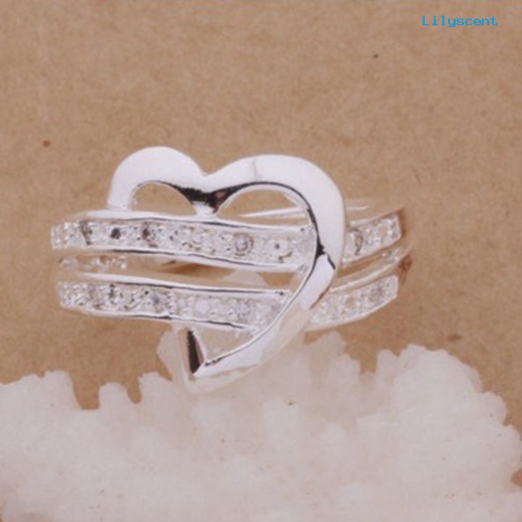 [LS] Cincin Mewah Cantik Bentuk Hati Pertunangan Klasik Bridal Ring Untuk Hadiah