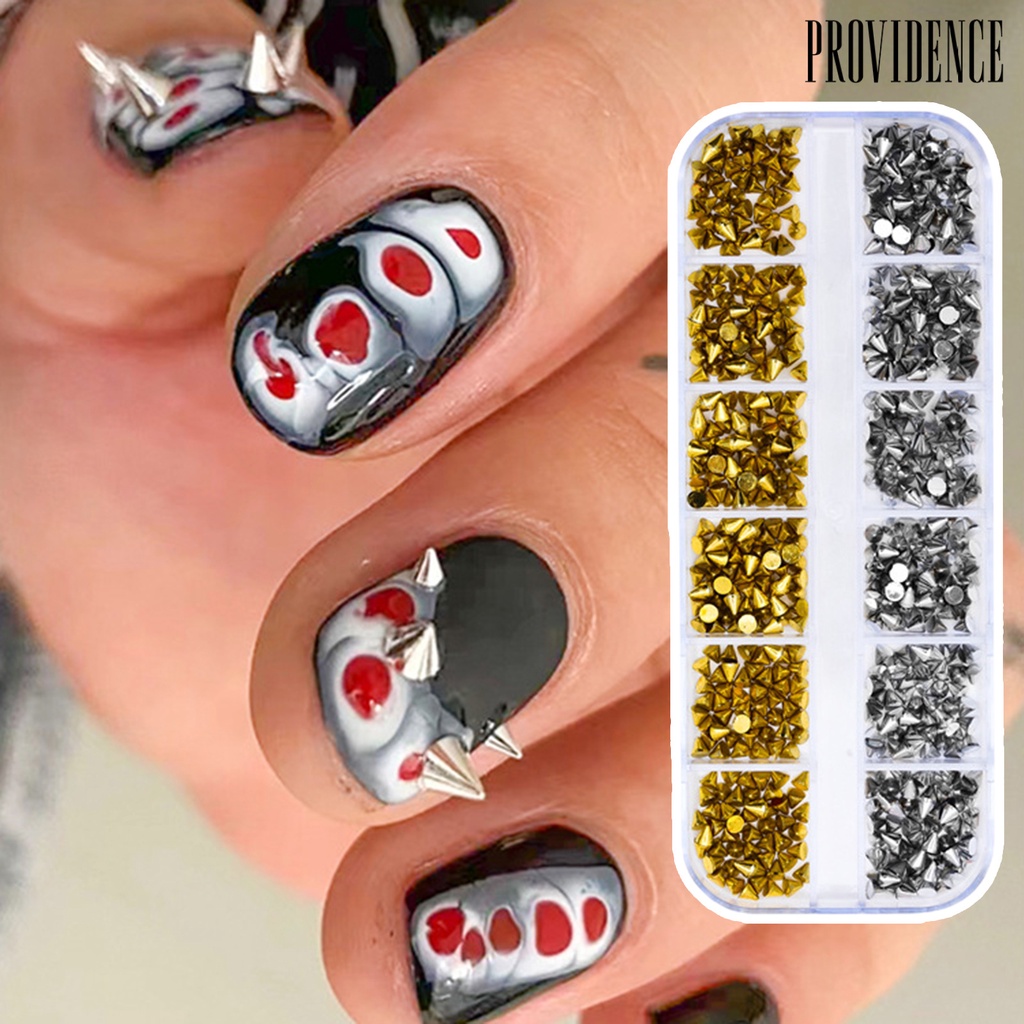 Providence 1kotak Pesona Nail Art Tidak Luntur Anti-Oksidasi Tahan Jatuh Yang Dapat Dilepas 12kisi DIY Rivet Gadis Kuku Aksesori Kecantikan Nail Salon Supply