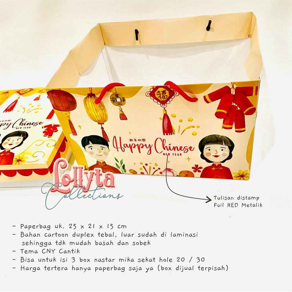 

Paperbag size 25 x 21 x 15 cm CNY / Imlek Tema Congsam Boy & Girl