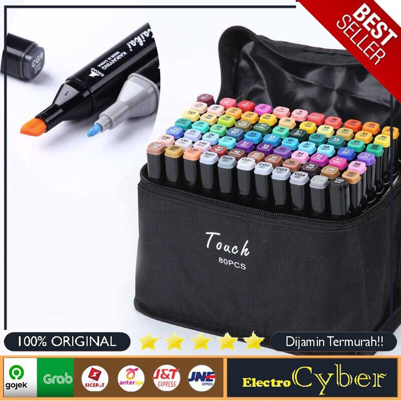 

Spidol Dual Side Fine Art Brush Pen Art Marker Set 60/80 Color